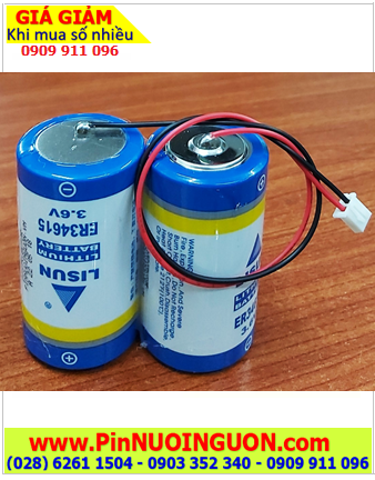 Lisun 2ER34615, Pin nuôi nguồn Lisun 2ER34615 lithium 7.2v 19000mAh (2 viên ghép đôi có zắc cắm)